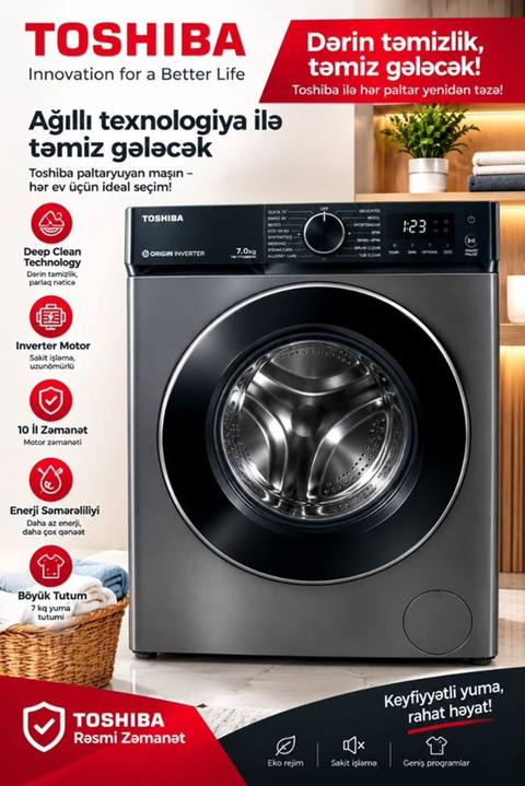 Toshiba paltaryuyan maşın – ağıllı texnologiya ilə dərin təmizlik və — Baku