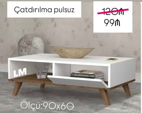 Dördbucaq masa, Açılmayan, Təkərsiz, MDF — Saatlı