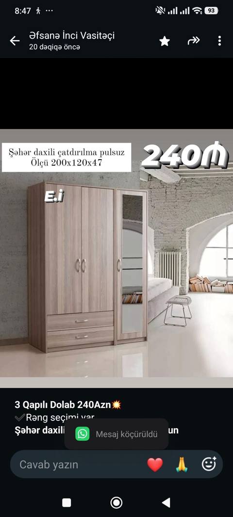 *3 Qapılı Dolab 240Azn Rəng seçimi var *Şəhər daxili Çatdırılma və — Баку
