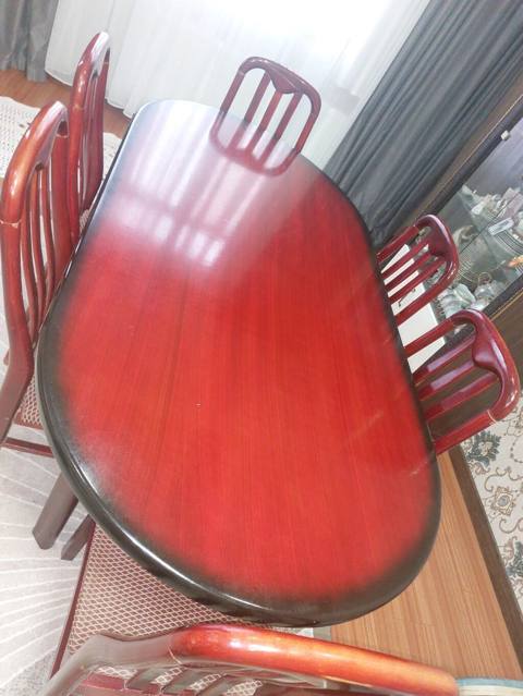 Qonaq otağı üçün, İşlənmiş, Oval masa, 6 stul — Ikinci_el_mebel_halalliqla — Үстелдер және орындықтар