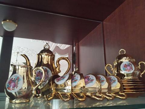Çay dəsti, rəng - Qızılı, Farfor — Ленкорань