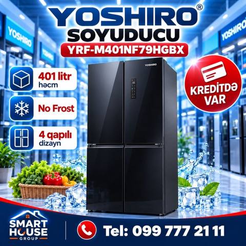 Yeni 4 qapılı Yoshiro Soyuducu Satılır, rəng - Qara, Kredit var — 1 039 ₼ · Баку · Soyuducular Yeni 4 qapılı Yoshiro Soyuducu Satılır, rəng - Qara, Kredit var — Баку