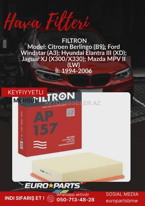 Citroen Berlingo (B9) hava filteri Fıltron AP157-3 — Баку