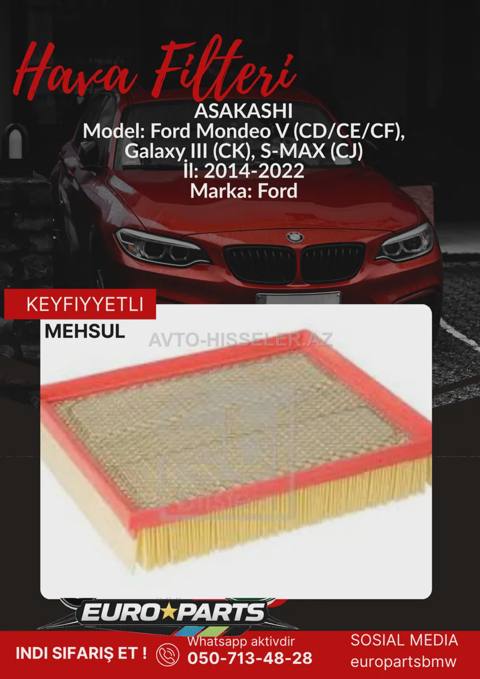 Ford Mondeo V (CD / CE / CF) hava filteri Asakashı A0665 — Баку