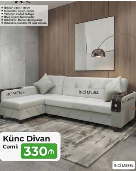 Künc divan, Yeni, Açılan, Bazalı, Şəhərdaxili pulsuz çatdırılma — Bakı