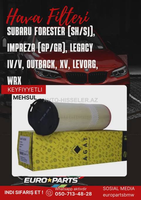 Subaru Forester (SH / SJ) hava filteri Agat AAF-6603 — 7.44 ₼ · Bakı · Avtomobil filtərləri Subaru Forester (SH / SJ) hava filteri Agat AAF-6603 — Bakı