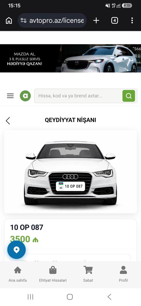 Qeydiyyat nişanı: 10 OP 087 - Nömrə formatı: AZ 10 OP 087 — 3 000 ₼ · Имишли · Registriya nömrələri Qeydiyyat nişanı: 10 OP 087 - Nömrə formatı: AZ 10 OP 087 — Имишли