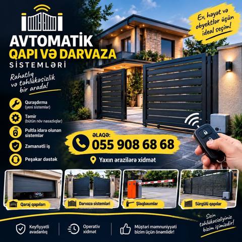 Avtomatik qapı və darvaza sistemləri – rahatlıq və təhlükəsizlik bir — 80 ₼ · Баку · Tikinti və təmir Avtomatik qapı və darvaza sistemləri – rahatlıq və təhlükəsizlik bir — Баку