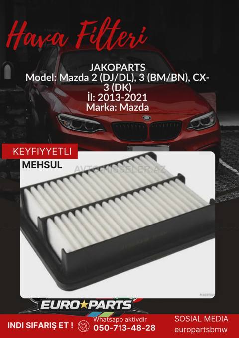 Mazda 2 (DJ / DL) hava filteri Jakoparts J1323068 — Баку