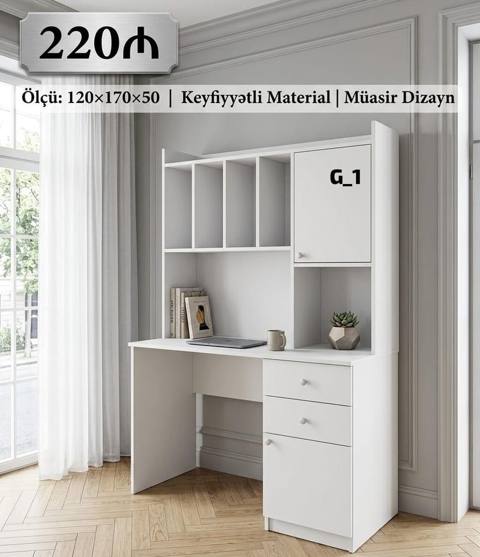 Masaüstü kitab rəfi ilə iş masası – G_1 modeli - Ölçü: 120×170×50 sm — Дигях
