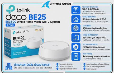 Mesh sistemi TP-Link Deco BE25 BE3600 Wi-Fi 7 — Баку