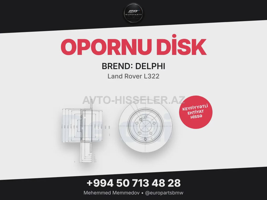 Land rover/range rover L322 opornu disk delphı BG4066 — Diskləri, Bakı