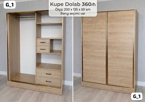 Kupe dolab – sürüşkən qapılı, taxta teksturalı dizayn. Ölçü: 200 x — Digah