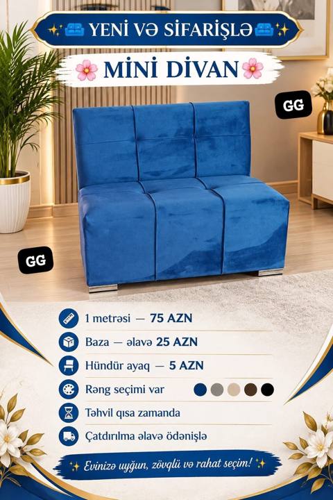 Mini-divan, Vеlur parça, Bazalı, Açılmayan — Баку