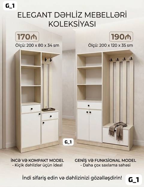Elegant dəhliz mebelləri kolleksiyası Model 1 – İnce və kompakt — mebel_divan_sifarisle_ugur