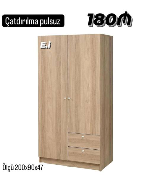 İki qapılı geyim dolabı - Material: ağac teksturalı laminat - Rəng — Bakı