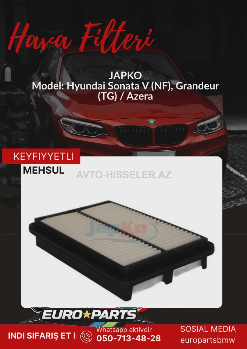 Hyundai Sonata V (NF) hava filteri Japko 20H15 — Avtomobil filtərləri, Bakı