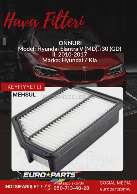 Hyundai Elantra V (MD) hava filteri Onnurı GFAH-085 — Баку