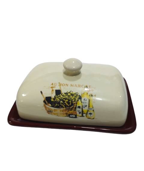 Yağ qabı VM91 keramika, krem/qəhvəyi, 18x12 sm — Тауарлар