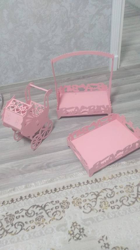 Uşaq mövzusunda dekorativ dəst – 3 ədəd - Rəng: pastel çəhrayı — Baku