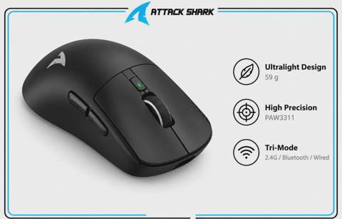 Oyun siçanı Attack Shark R1 Black — Baku