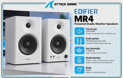 Studiya monitoru Edifier MR4 White — 190 ₼ · Baku · Elektronika Studiya monitoru Edifier MR4 White — Baku