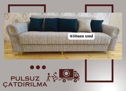 Rahat və zərif dizaynlı 3 nəfərlik divan - Rəng: açıq boz korpus — Баку