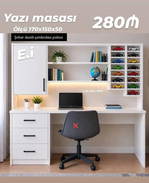 Yazı masası – ölçü 170×150×50 sm - Geniş iş səthi və rahat təşkilat — Баку