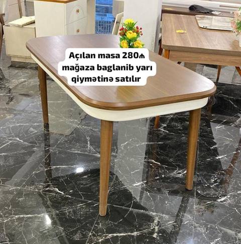 Açıla bilən yemək/mətbəx masası - Material: taxta teksturalı laminat — Bakı