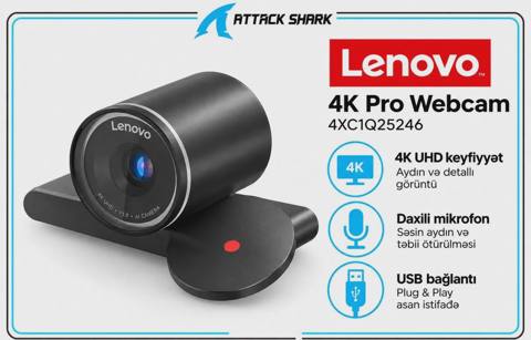 Veb kamera Lenovo 4K Pro 4XC1Q25246 — Baku