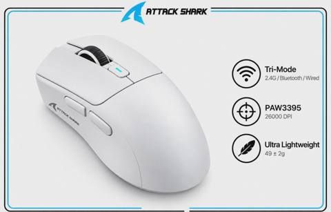 Oyun siçanı Attack Shark V3 Pro White — Baku