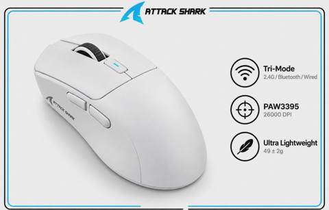 Gaming mouse Attack Shark X3 Max White — Baku