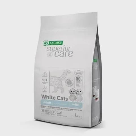 Nature’s Protection Superior Care White Cats GF with Herring Adult All Breeds, ağ tüklü bütün cins pişiklər üçün quru yem, siyənək balığı ilə, 1,5 kq — Баку