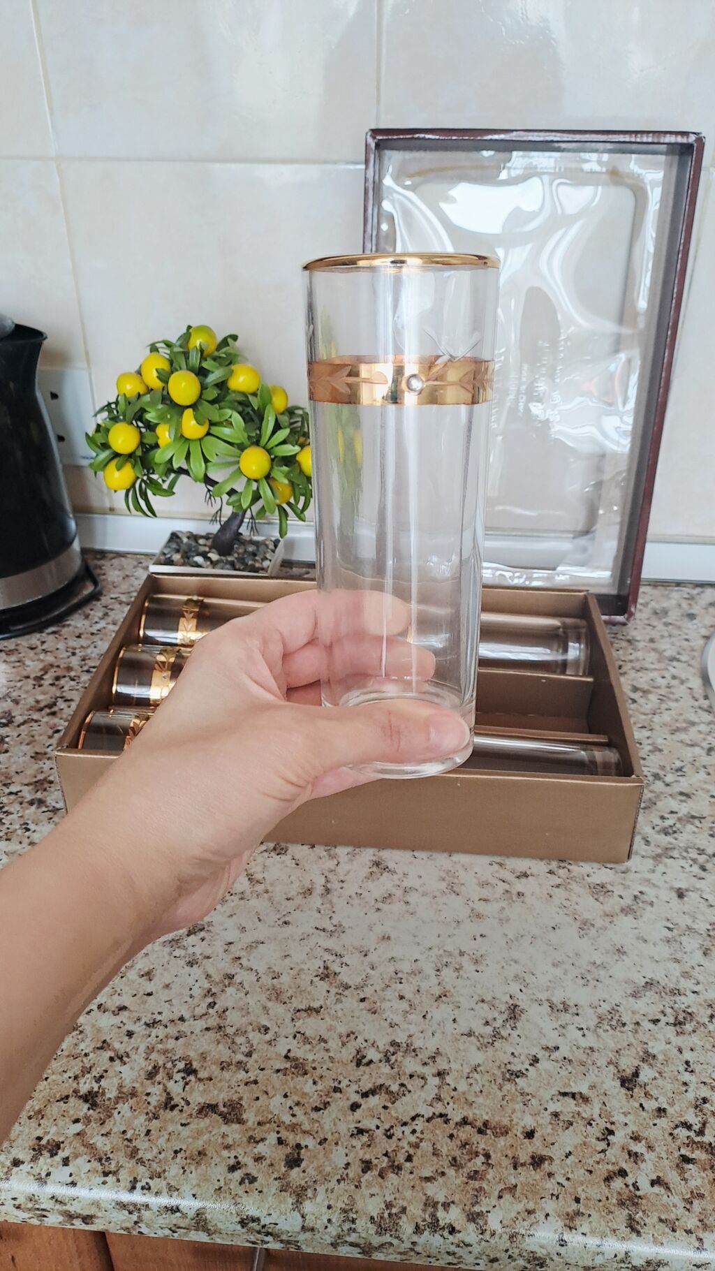 Stəkanlar, rəng - Qızılı, Şüşə, 6 ədədli dəst — Süfrə qabı, Bakı (2)