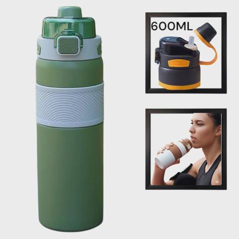 İdman su qabı WS1332, paslanmaz polad, yaşıl, 600 ml — Baku