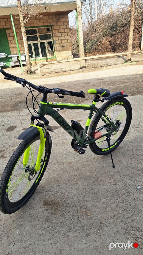 Kross MTB velosiped — zeytun-yaşıl, neon vurğularla — Ağcabədi