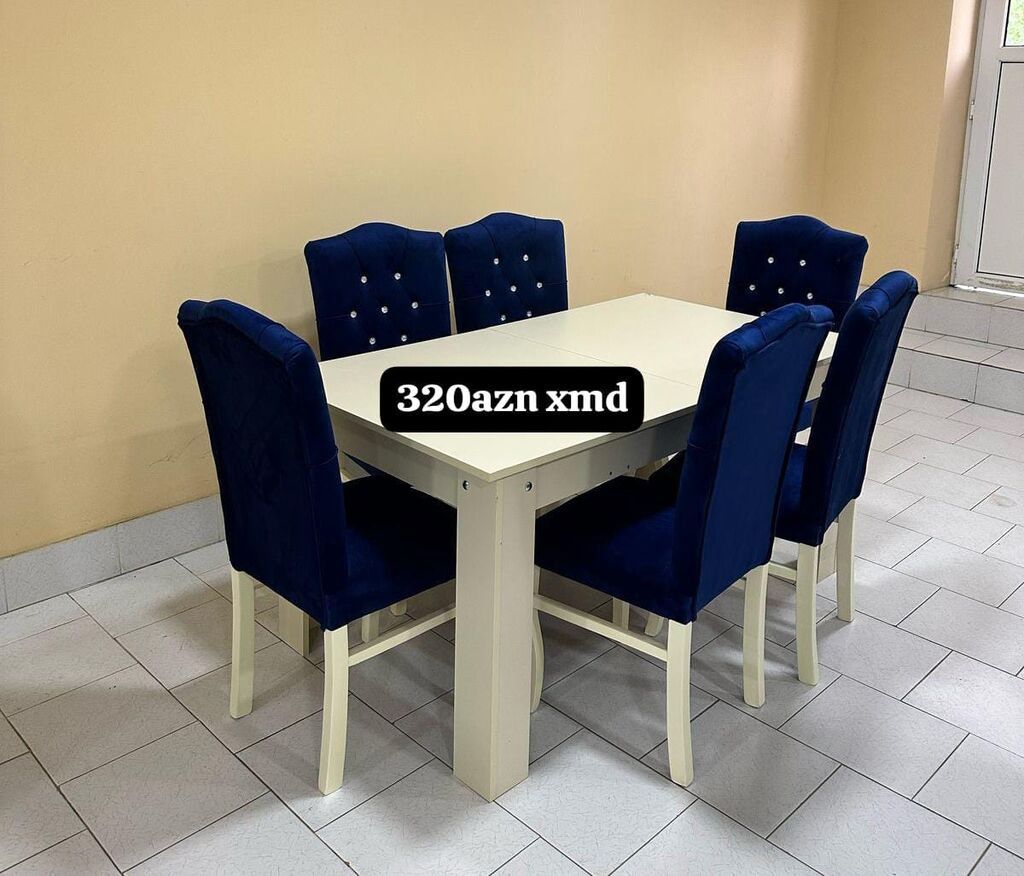 6 nəfərlik yemək masası dəsti - Komplekt: 1 masa + 6 yumşaq — Mebel, Xırdalan (7)