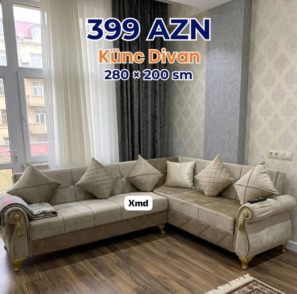 Künc divan – 280 × 200 sm - Qiymət: 399 AZN (şəkildə göstərilib) -