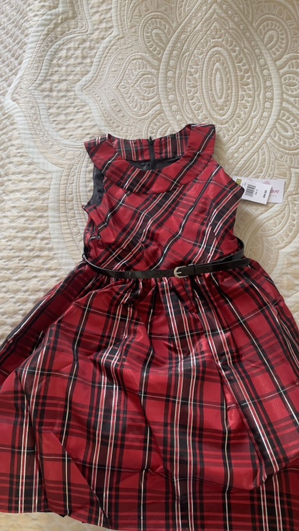 Qız uşaq paltarı – tartan naxışlı, qolsuz