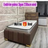 Tək nəfərlik çarpayı dəsti - qəhvəyi, qızılı dekor xətləri ilə — Çarpayılar