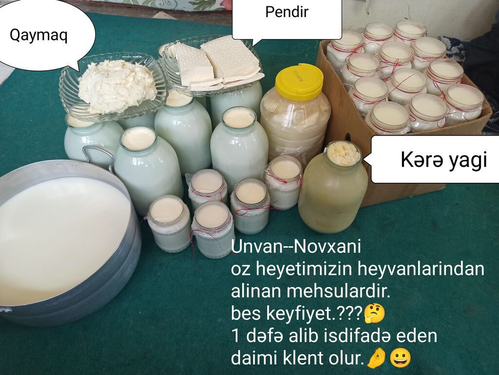 1 ltr --1 m 50 qəpik ( Süd ) 3 kq balon --4 m 50 qəpik (qatiq) 600 qr — Qida məhsulları, Bakı