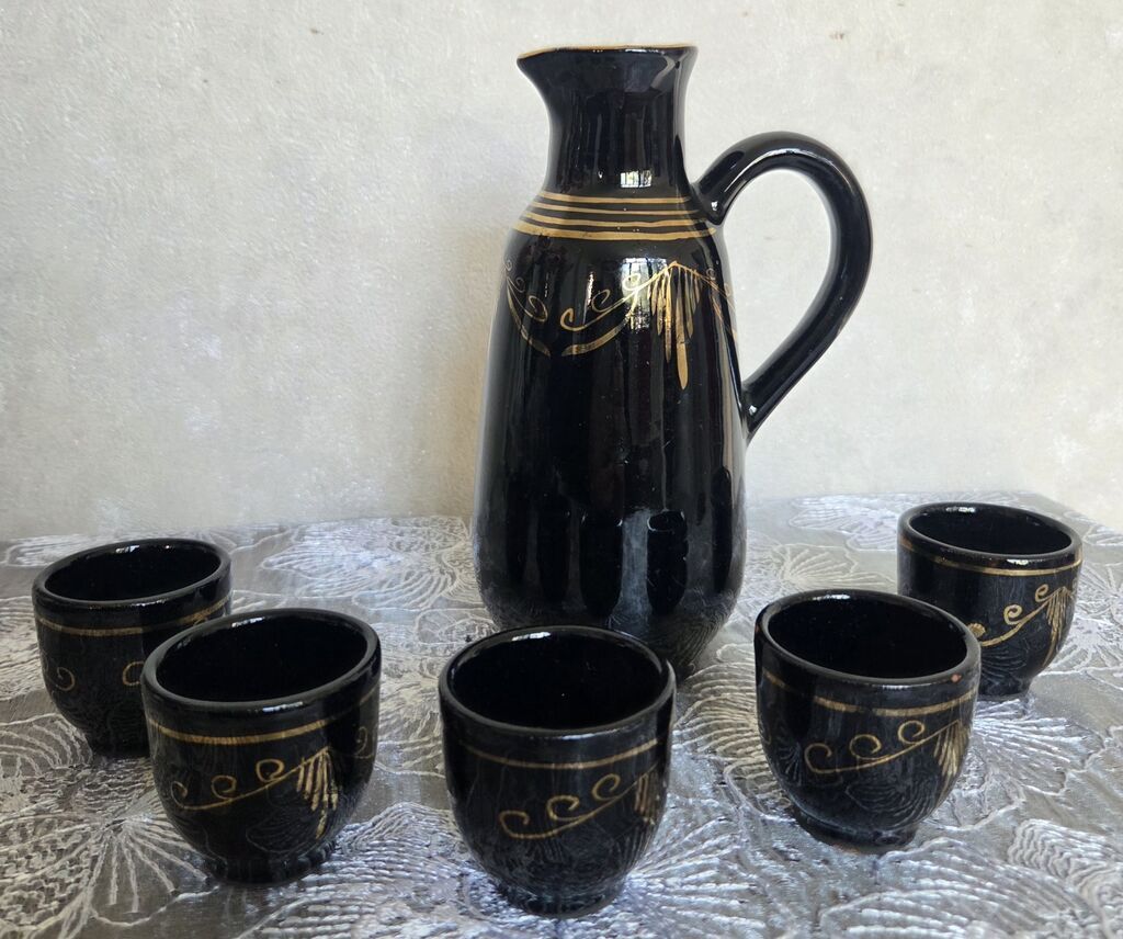 Qara keramika qraf və 5 əd stəkan — dekorativ keramika — Qablar və mətbəx əşyaları, Bakı (6)