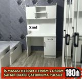 İş masası — ağ, 170×90×50 sm, üst dolablı və çekmeceli — Компьютерные столы и кресла