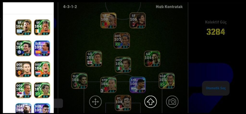 EFootball Mobile hesabı – güclü komanda quruluşu və yüksək kollektiv