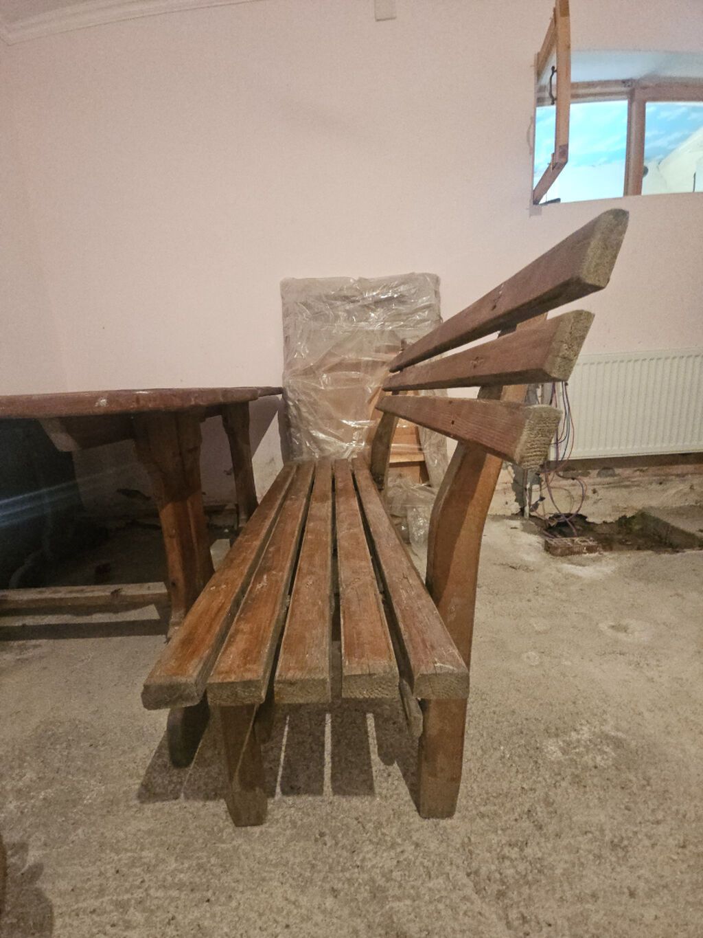 İşlənmiş, Dördbucaq masa, 2 stul, Açılmayan, Skameykalar ilə, Taxta — Mebel, Bakı (2)