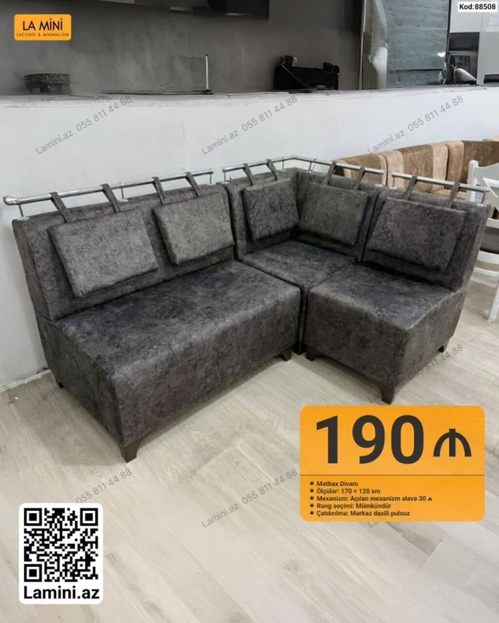 Mətbəx divanı – LAMINI - Ölçülər: 170 × 120 sm - Mexanizm: Açıla