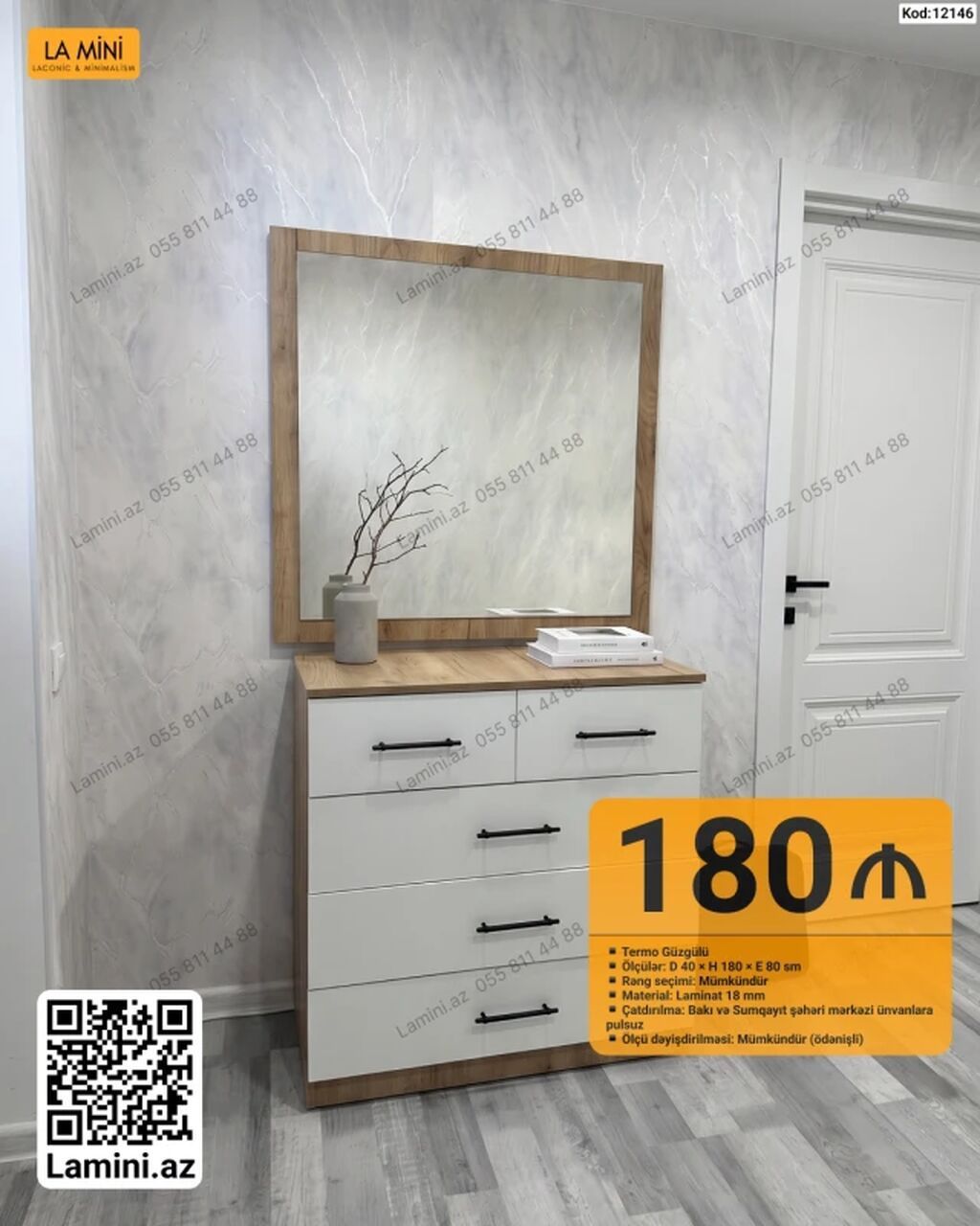 Termo güzgülü komod dəsti - Model kodu: 12146 - Material: 18 mm