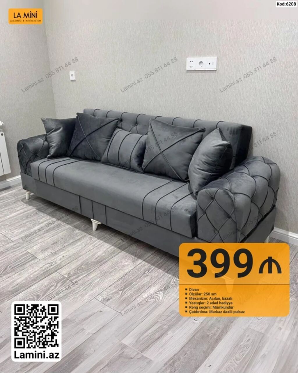 Divan – Lamini.az (Kod: 6208) - Ölçü: 250 sm - Mexanizm: Açılan
