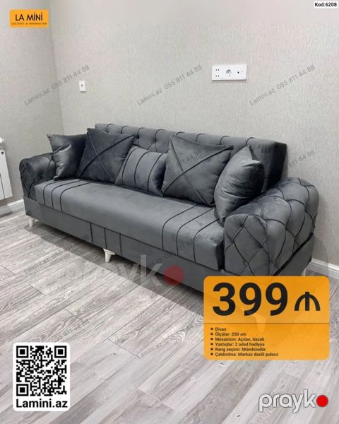 Məhsul: Divan Kod: 6208 - Ölçü: 250 sm - Mexanizm: Açılan, bazalı — Bakı