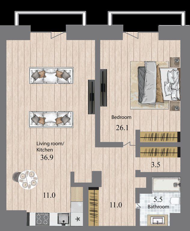 Satılır 2 otaqlı yeni tikili 114.3 m² — Mənzil, Bakı (6)